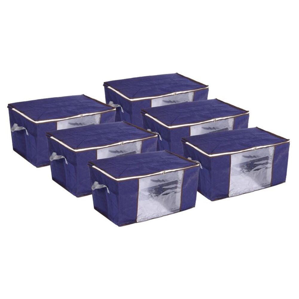 Clothes Storage Bag 6pcs Foldable Closet Organizers with Handles Grey